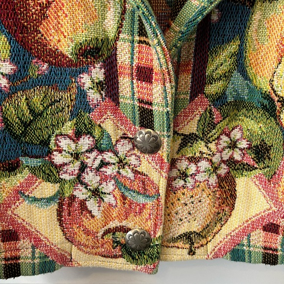 Vintage Tapestry Painted Pony Apple Fruit Fall Jacket Retro Artsy - Picture 8 of 10